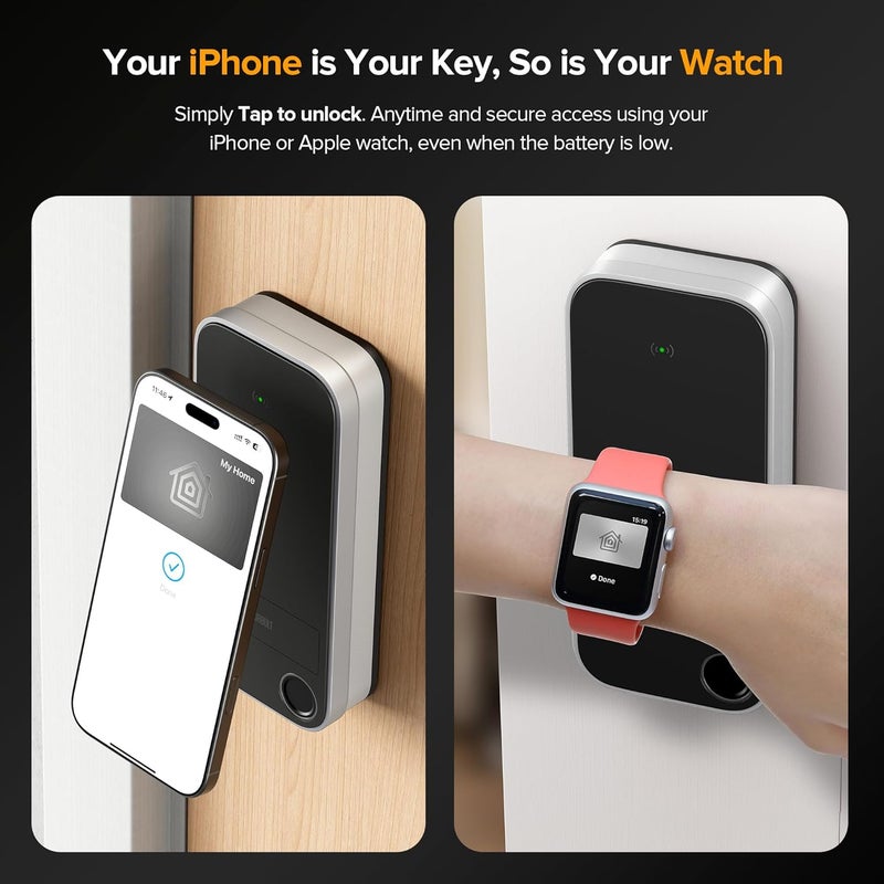 ThorBolt قفل باب هوم كيت بدون مفتاح من آبل X1 مع خاصية فتح القفل باللمس، متوافق مع iOS فقط، قفل باب بمفتاح رقمي يعمل مع هوم كيت عبر ثريد (يتطلب جهاز توجيه حدودي)، مقاوم للعوامل الجوية IP65، فضي - Image 2